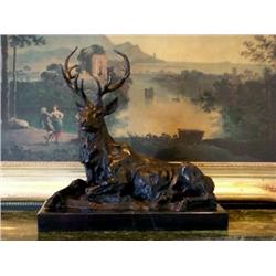 Huge Bronze Sculpture Resting Elk