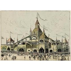 ORIGINAL Antique HAND-COLORED scene ~ THE CORN PALACE A