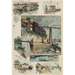 ORIGINAL Antique HAND-COLORED scene ~Sketches from St.