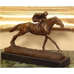 Magnificent Bronze Sculpture Jockey Kentucky Derby Tri