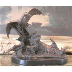 Wonderful Bronze Sculpture Retriever Hunting Dog & D