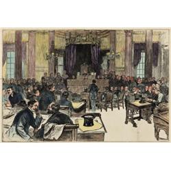 ORIGINAL Antique HAND-COLORED scene ~ The Presidential