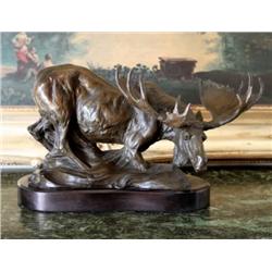 Magnificent Bronze Sculpture Moose in the Marsh