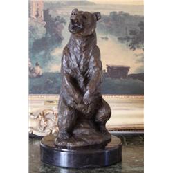Striking Bronze Sculpture Grizzly Bear