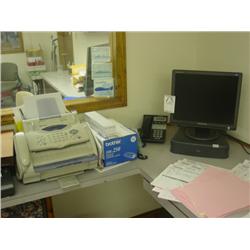FLAT SCREEN W/POWER SUPPLY & FAX MACHINE