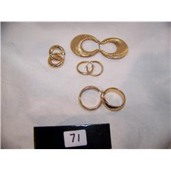 FOUR PAIR OF 14K GOLD EARRINGS WEIGHING 20.5 GRAMS AS SHOWN