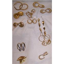 (11)PAIR OF 14K GOLD EARRINGS 39.6 GRAMS (1) S.S EARRINGS (1) COSTUME EARRINGS
