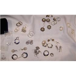 MULTI PIECE LOT OF EARRINGS AS SHOWN STERLING SILVER EARRINGS WEIGH 223.7 GRAMS