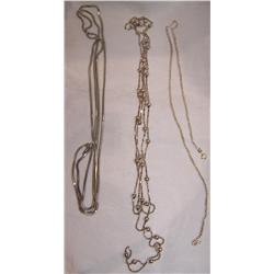 (3) Assorted Sterling silevr chain necklaces. The necklaces weigh 43.5 Grams