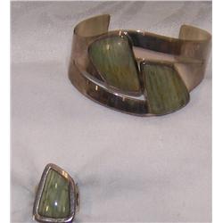 Sterling cuff Bracelet & matching Ring  67.5 Grams