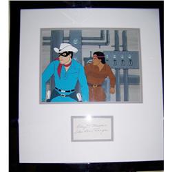 LONE RANGER ORIGINAL HAND PAINTED FILM CEL W/ CLAYTON MOORE SIGNATURE