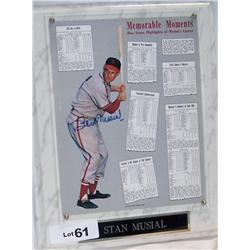 STAN MUSIAL SIGNED PHOTO PLAQUE