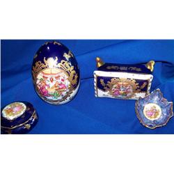 (4) Piece LIMOGES Hand painted & 22K gold gilt. As shown, all pieces are in excellent condition