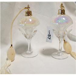 (2)VINTAGE  FRENCH OPALESCENT ART GLASS PERFUME ATOMIZERS