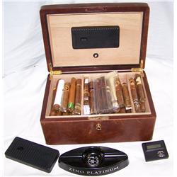 Dunhill Cigar Box w/ 87 wrapped & unwrapped cigars, as shown