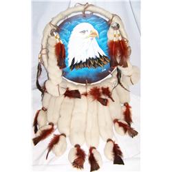 Hand-painted Native American wall hanging, signed w/ COA on back