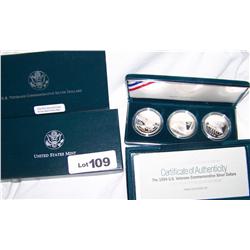 U.S VETERANS COMMEMORATIVE SILVER DOLLARS, in presentation case