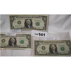 (18x$) (2)$1 Star notes 1974 &1969-D;(6) 1974$1 CONSECUTIVE UNC N.Y-B;(10) 1969-D UNC PHILADELPHIA-D