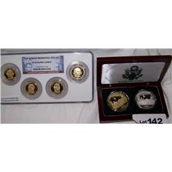 (2X$) NAT. PRISIONER OF WAR COIN SET (2) coins& 2007 S-PROOF PRES. DOLLARS (4 COINS) NGC CERT.