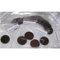 LOT OF 20 GREAT BRITAIN 1 PENNY LARGE COINS dates from 1862 to 1920
