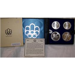 1976 CANADIAN OLYMPIC SERIES III (4 COINS) TOTAL OF 4.32 OZ. OF SILVER in presentation case