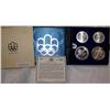 Image 1 : 1976 CANADIAN OLYMPIC SERIES III (4 COINS) TOTAL OF 4.32 OZ. OF SILVER in presentation case