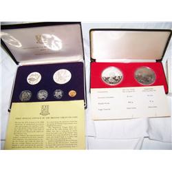 (2x$) 1977 CANADA 4 GOVERNORS MEDALLIONS & 1973 BRITISH VIRGIN ISLANDS PROOF SET W/ SILVER(6 COINS)