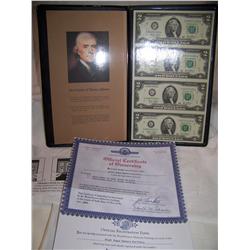 WORLD RESERVE MONETARY EXCHANGE 2003 SHEET OF UNCUT $2.00 IN PRESENTATION FOLDER