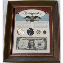 "The Silver Story" Four Examples of Uncirc. Currency and Coin Items 1888 Thru 1964.