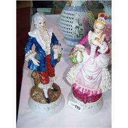 Two 14" Tall Victorian Figurines.