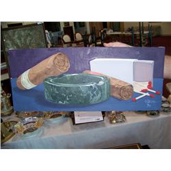 CIGAR Still Life Signed lower right D' Ella oil on canvas over stretcher bars