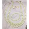 Image 1 : Two Light Green Jasper (May Be Dyed Howelite) Bead Necklaces w/ Matching Bracelet and Earrings.