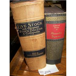 Pair of Old Books including The Collected works of A. Dumas & Antique Live Stock & Complete Stock DR