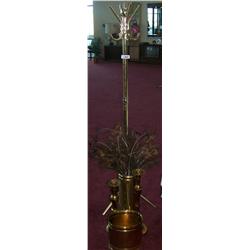 (5) piece Brass Home Decor lot inclu: hat rack, 2 candle sticks, unbrella holder & waste cans