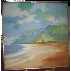 California Mission Style Oil on canvas painting 36 x36 appearing to be unsigned