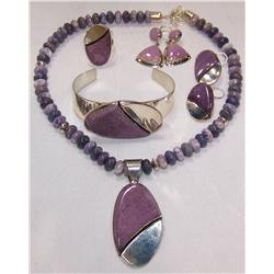 A Sterling Silver & purple Jasper Jewelry suite Weighing 86.4 Grams