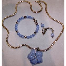 A Sterling Silver Necklace, Bracelet & Earrings