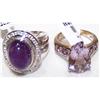 Image 1 : (2) PIECE JEWELRY lOT 1. STERLING SILVER AMETHYST RING 1. 14K Yellow gold earrings