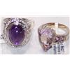 Image 2 : (2) PIECE JEWELRY lOT 1. STERLING SILVER AMETHYST RING 1. 14K Yellow gold earrings