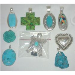 8 Sterling Silver Pendants & 1 Pin weighing 181.3 Grams