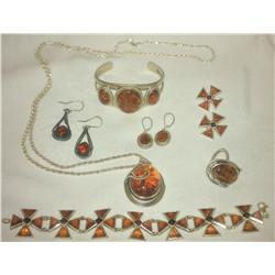 Multi-piece assorted Sterling Silver & Amber  Jewelry Weighs 146.5 grams