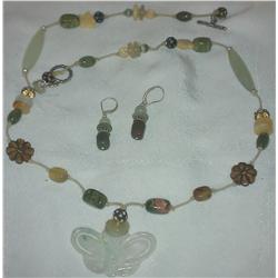 A Sterling Silver & Multi-stone matching  Necklace & Earrings