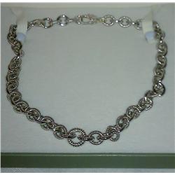 A Sterling Silver Judith Ripka fancy oval chain necklace weighing 102.4 Grams