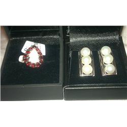 (2 Piece) Jewelry Lot Ring & Earrings