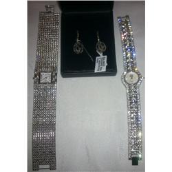(3) Piece Jewelry Lot  Including 1 pair of : Earrings,& (2)Watches