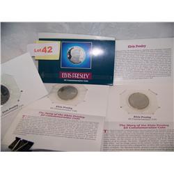 (4X$) $5 ELVIS PRESLEY COMMEMORATIVE $5.00 COINS- EACH IN ORIGINAL FOLDER B.U