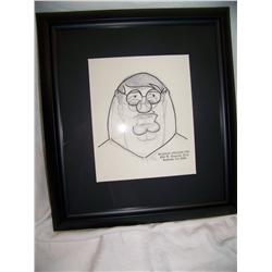 "FAMILY GUY" Original pencil preparatory sketch of Peter, Gallery framed w/ C.O.A & studio stamp