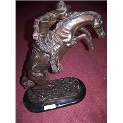 Fredrick Renmington Bronze recast sculpture on marble base 22" T