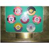 Image 2 : VERY RARE COLLECTION OF $5000.00 OBSOLETE CASINO CHIPS "THE GOOD OLD DAYS" FRAMED