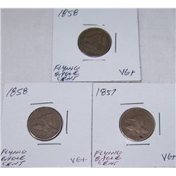 (3X$)RARE  FLYING EAGLE CENTS 1857,(2) 1858